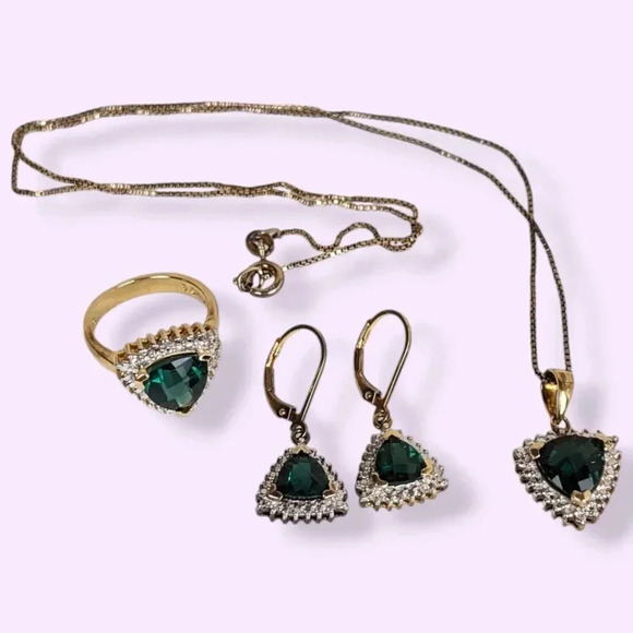 V. Ross-Simons 925 Green Spinel Technibond Parure - Picture 1 of 16